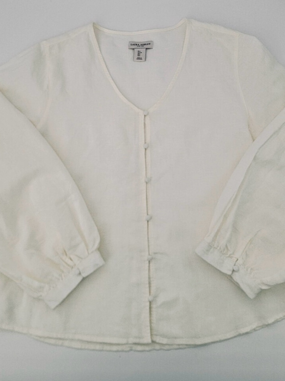 Laura Ashley Cream Button-Front V-Neck Blouse